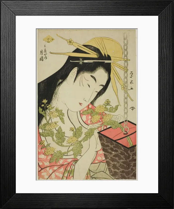 Framed Print : The Courtesan Tsukioka of the Hyogoya, c. 1797. Creator: Ichirakutei Eisui Framed Print : The Courtesan Tsukioka of the Hyogoya, c. 1797. Creator: Ichirakutei Eisui