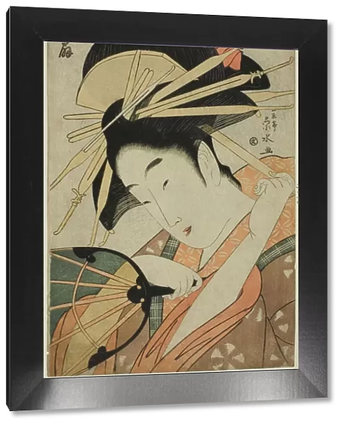 The Courtesan Hanaogi of the Ogiya, c. 1798. Creator: Ichirakutei Eisui