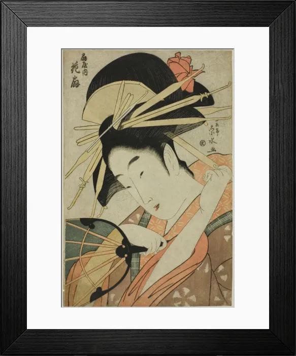 Framed Print : The Courtesan Hanaogi of the Ogiya, c. 1798. Creator: Ichirakutei Eisui Framed Print : The Courtesan Hanaogi of the Ogiya, c. 1798. Creator: Ichirakutei Eisui