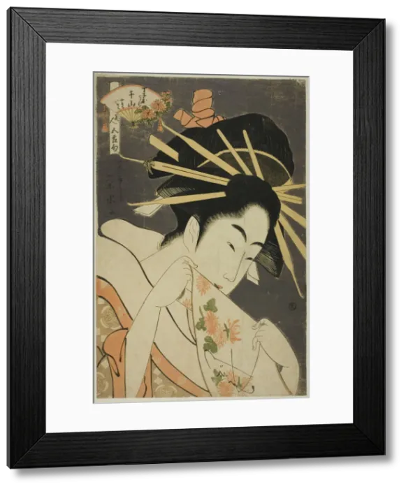 Framed Print : The Courtesan Senzan of the Chojiya, from the series Beauties of the Five Framed Print : The Courtesan Senzan of the Chojiya, from the series Beauties of the Five