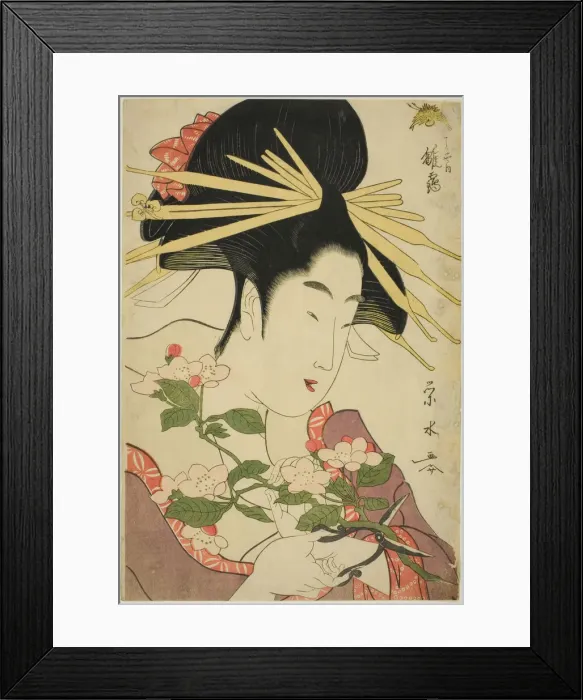 Framed Print : The Courtesan Hinazuru of the Chojiya, c. 1795. Creator: Ichirakutei Eisui Framed Print : The Courtesan Hinazuru of the Chojiya, c. 1795. Creator: Ichirakutei Eisui