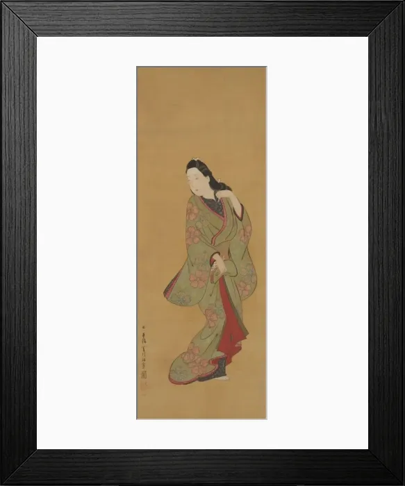 Framed Print : Beauty Turning Her Head, c. 1685-94. Creator: Hishikawa Moronobu Framed Print : Beauty Turning Her Head, c. 1685-94. Creator: Hishikawa Moronobu