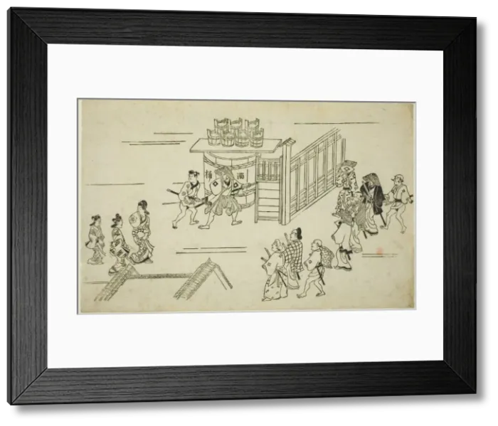 Framed Print : Entrance to Ageyacho, from the series The Appearance of Yoshiwara, c. 1681 / 84 Framed Print : Entrance to Ageyacho, from the series The Appearance of Yoshiwara, c. 1681 / 84