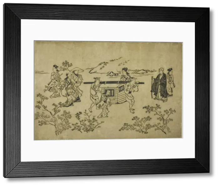 Framed Print : A Passing Palanquin, from the series Scenes of Flower-viewing at Ueno Framed Print : A Passing Palanquin, from the series Scenes of Flower-viewing at Ueno