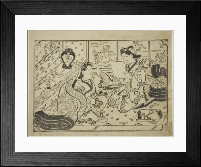 Framed Print : Reading a Letter, c. 1688. Creator: Furuyama Moroshige Framed Print : Reading a Letter, c. 1688. Creator: Furuyama Moroshige
