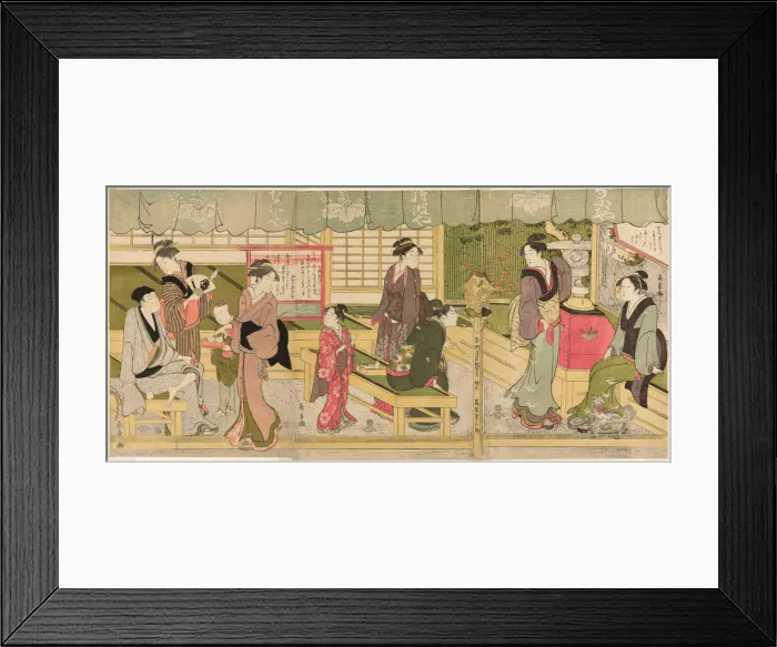 Framed Print : The Front Room of the Naniwaya (Naniwaya misesaki), c. 1800. Creator: Eishosai Choki Framed Print : The Front Room of the Naniwaya (Naniwaya misesaki), c. 1800. Creator: Eishosai Choki