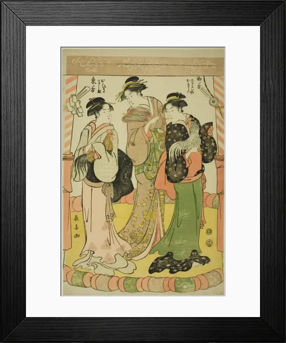 Framed Print : The Cock Fight - Ohisa of the Takashimaya and Okita of the Naniwaya, c. 1791 Framed Print : The Cock Fight - Ohisa of the Takashimaya and Okita of the Naniwaya, c. 1791