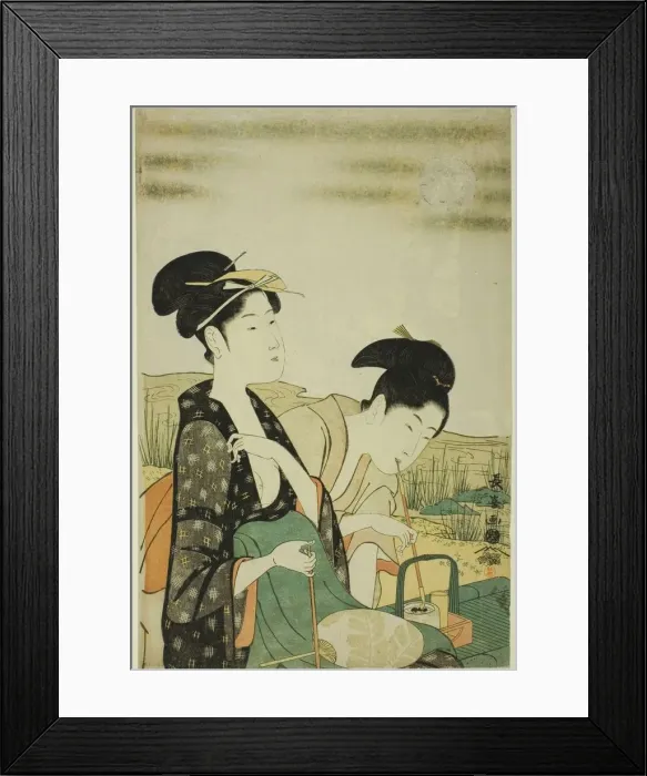 Framed Print : Moon viewing, c. 1794. Creator: Eishosai Choki Framed Print : Moon viewing, c. 1794. Creator: Eishosai Choki