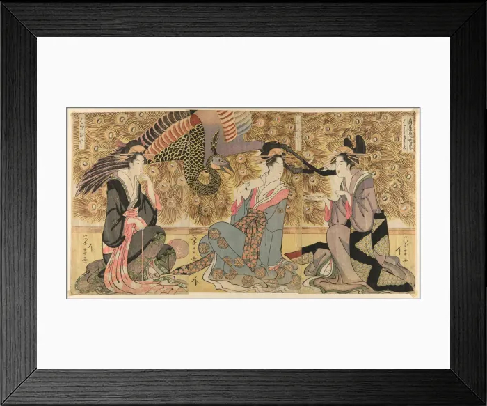 Framed Print : A parody of courtesans on display at the Ogiya (Ogiya mise yatsushi), c. 1795 Framed Print : A parody of courtesans on display at the Ogiya (Ogiya mise yatsushi), c. 1795