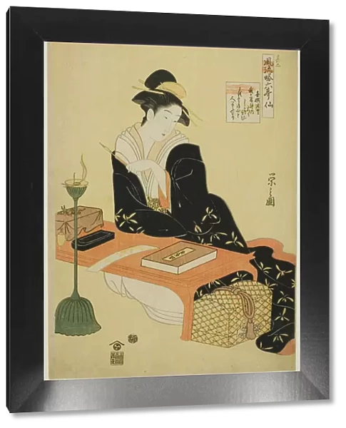 An Elegant Parody of the Six Poetic Immortals (Furyu yatsushi rokkasen): The Priest Kisen, c. 1793. Creator: Hosoda Eishi