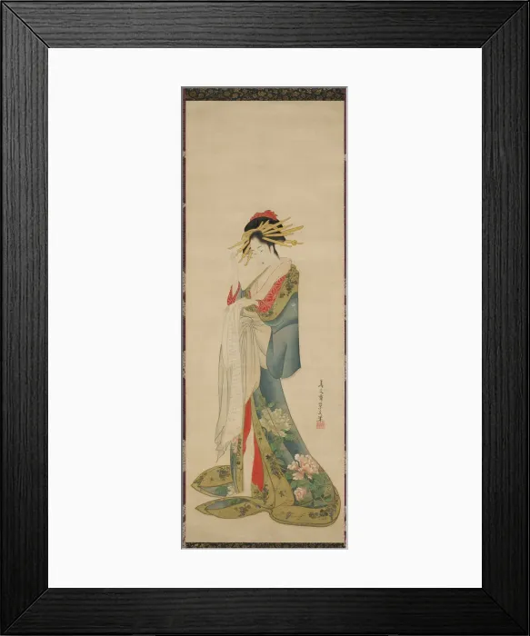 Framed Print : A Courtesan Reading a Letter, 1820 / 25. Creator: Hosoda Eishi Framed Print : A Courtesan Reading a Letter, 1820 / 25. Creator: Hosoda Eishi