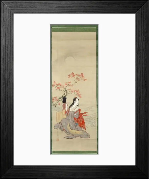 Framed Print : The Salt Maidens, Murasame with Yukihira's Hat, Edo period, c. 1800. Creator: Hosoda Eishi Framed Print : The Salt Maidens, Murasame with Yukihira's Hat, Edo period, c. 1800. Creator: Hosoda Eishi
