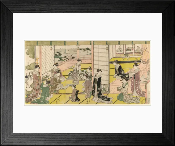 Framed Print : A Woman's Poetry Party, c. 1793. Creator: Hosoda Eishi Framed Print : A Woman's Poetry Party, c. 1793. Creator: Hosoda Eishi