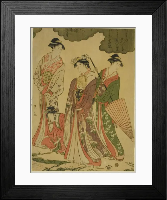Framed Print : Women Viewing Cherry Blossoms, c. 1793. Creator: Hosoda Eishi Framed Print : Women Viewing Cherry Blossoms, c. 1793. Creator: Hosoda Eishi