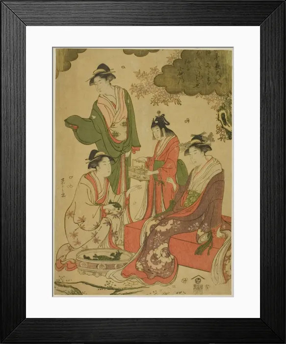 Framed Print : Women Viewing Cherry Blossoms, c. 1793. Creator: Hosoda Eishi Framed Print : Women Viewing Cherry Blossoms, c. 1793. Creator: Hosoda Eishi