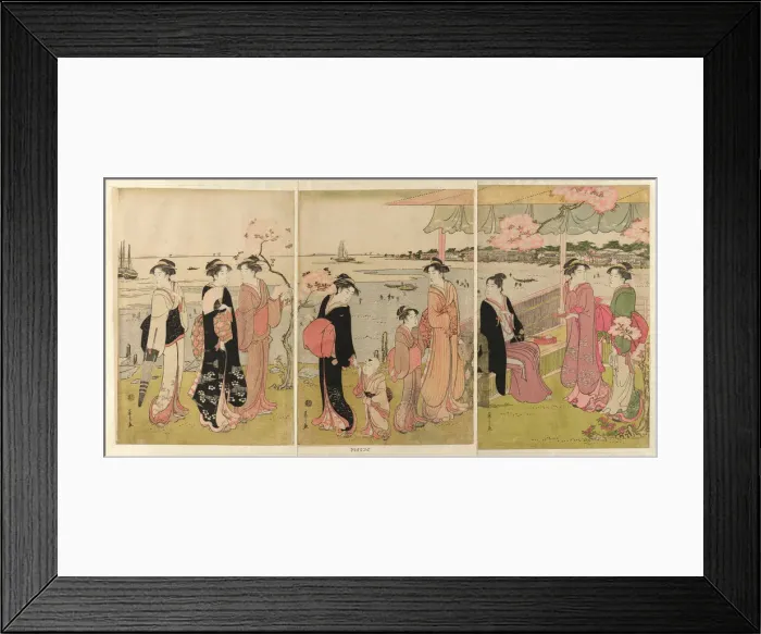 Framed Print : Watching the Shellfish Gathering during Low Tide at Shinagawa... late 18th-early 19th century. Creator: Hosoda Eishi Framed Print : Watching the Shellfish Gathering during Low Tide at Shinagawa... late 18th-early 19th century. Creator: Hosoda Eishi