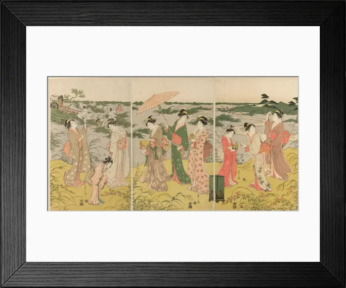Framed Print : Parody of courtly insect hunt, c. 1791 / 92. Creator: Hosoda Eishi Framed Print : Parody of courtly insect hunt, c. 1791 / 92. Creator: Hosoda Eishi