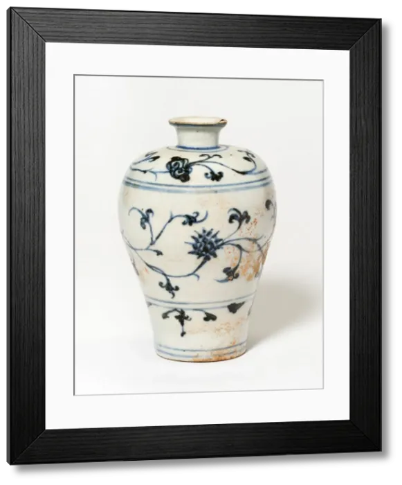 Framed Print : Vase with Stylized Flowers and Vines, Ming dynasty (1368-1644). Creator: Unknown Framed Print : Vase with Stylized Flowers and Vines, Ming dynasty (1368-1644). Creator: Unknown