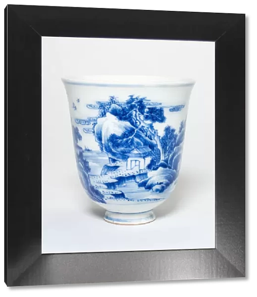 Flared Cup with Figures in a Mountain Landscape, Ming or Qing dynasty