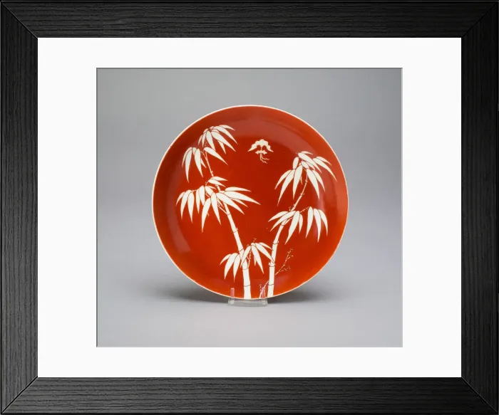 Framed Print : Dish with Bamboos and Bat, Qing dynasty (1644-1911), Daoquang period (1821-1850) Framed Print : Dish with Bamboos and Bat, Qing dynasty (1644-1911), Daoquang period (1821-1850)