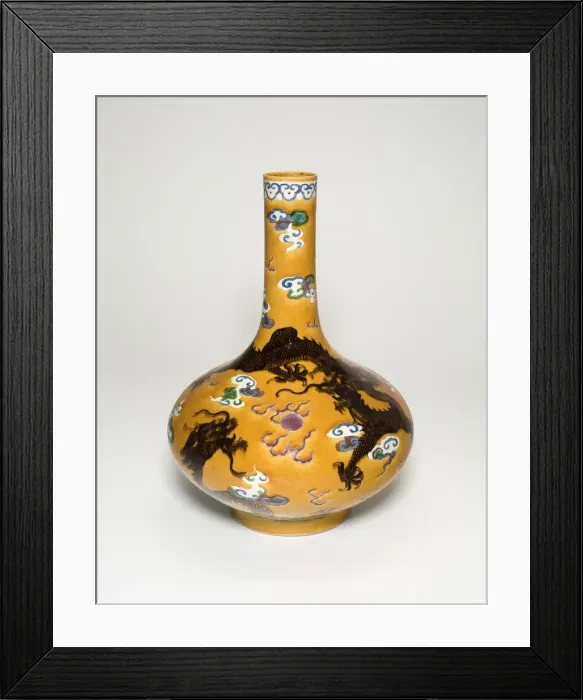 Framed Print : Enameled bottle vase, Qing dynasty (1644-1911). Creator: Unknown Framed Print : Enameled bottle vase, Qing dynasty (1644-1911). Creator: Unknown