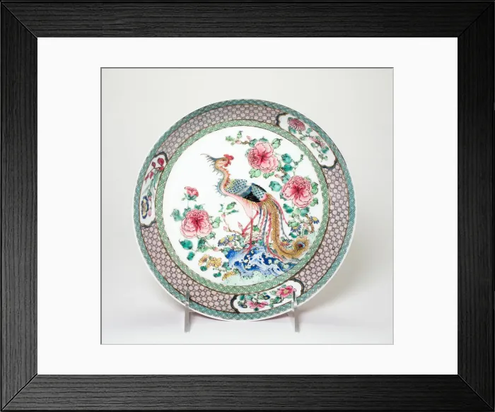 Framed Print : Ruby-Back Dish with Phoenix, Qing dynasty (1644-1911), 18th century. Creator: Unknown Framed Print : Ruby-Back Dish with Phoenix, Qing dynasty (1644-1911), 18th century. Creator: Unknown