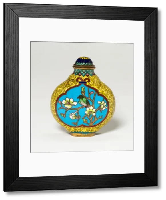 Framed Print : Snuff Bottle with Birds on Trees, Qing dynasty (1644-1911). Creator: Unknown Framed Print : Snuff Bottle with Birds on Trees, Qing dynasty (1644-1911). Creator: Unknown