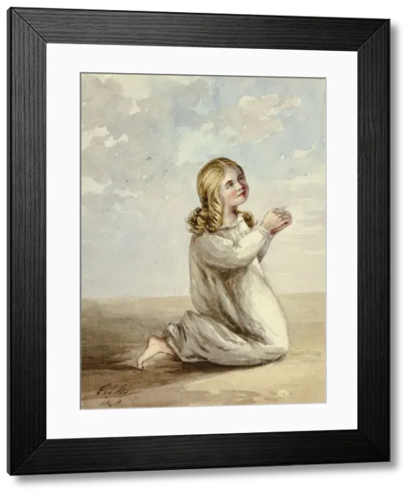 Framed Print : Child Praying, 1848. Creator: Elizabeth Murray Framed Print : Child Praying, 1848. Creator: Elizabeth Murray