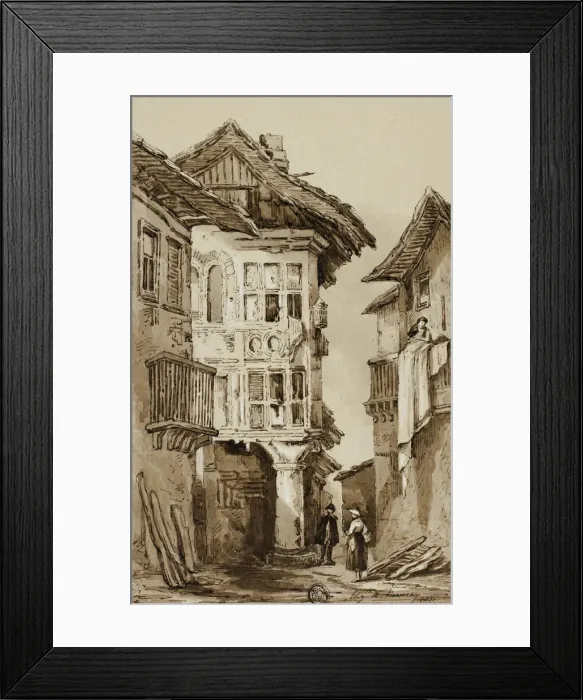 Framed Print : Rustic Street Scene, 1831. Creator: Elizabeth Murray Framed Print : Rustic Street Scene, 1831. Creator: Elizabeth Murray