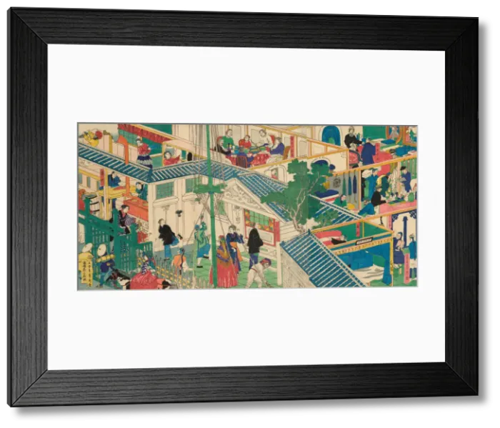 Framed Print : Foreign merchant house, 1865. Creator: Sadahide Utagawa Framed Print : Foreign merchant house, 1865. Creator: Sadahide Utagawa