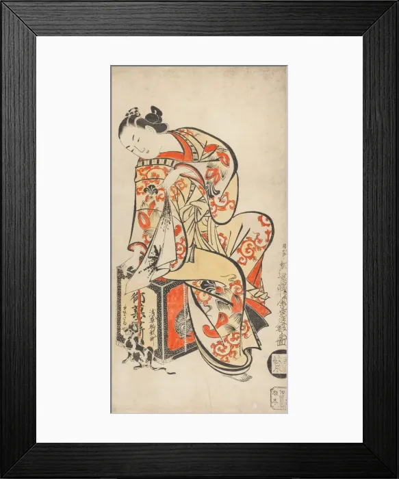 Framed Print : Courtesan Playing with a Cat, c. 1715. Creator: Dohan Kaigetsudo Framed Print : Courtesan Playing with a Cat, c. 1715. Creator: Dohan Kaigetsudo
