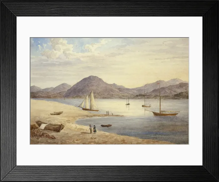 Framed Print : View of Harbor with Four Sailboats, n. d. Creator: Elizabeth Murray Framed Print : View of Harbor with Four Sailboats, n. d. Creator: Elizabeth Murray