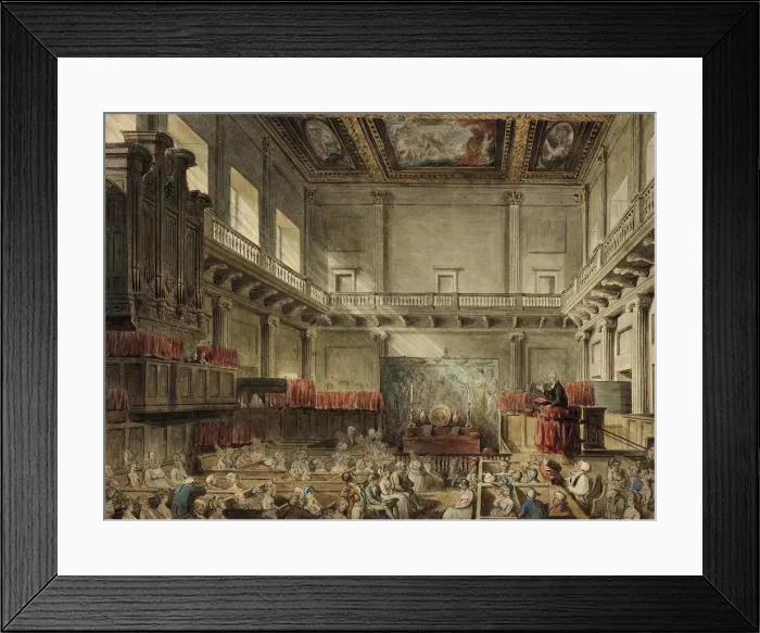 Framed Print : Study for Royal Chapel, Whitehall, in Micocosm of London, 1807-10 Framed Print : Study for Royal Chapel, Whitehall, in Micocosm of London, 1807-10