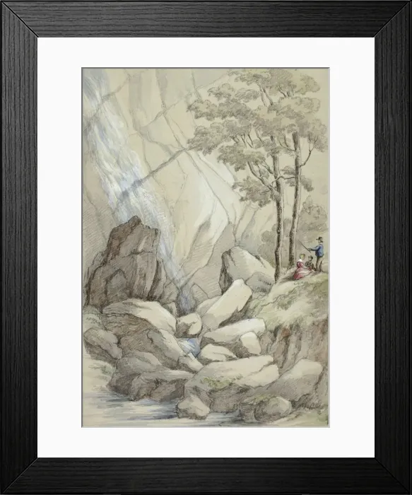 Framed Print : Powerscourt Waterfall, August 1843. Creator: Elizabeth Murray Framed Print : Powerscourt Waterfall, August 1843. Creator: Elizabeth Murray