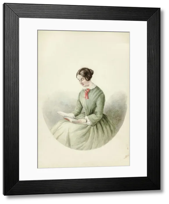 Framed Print : Portrait of Woman Reading, 1852. Creator: Elizabeth Murray Framed Print : Portrait of Woman Reading, 1852. Creator: Elizabeth Murray