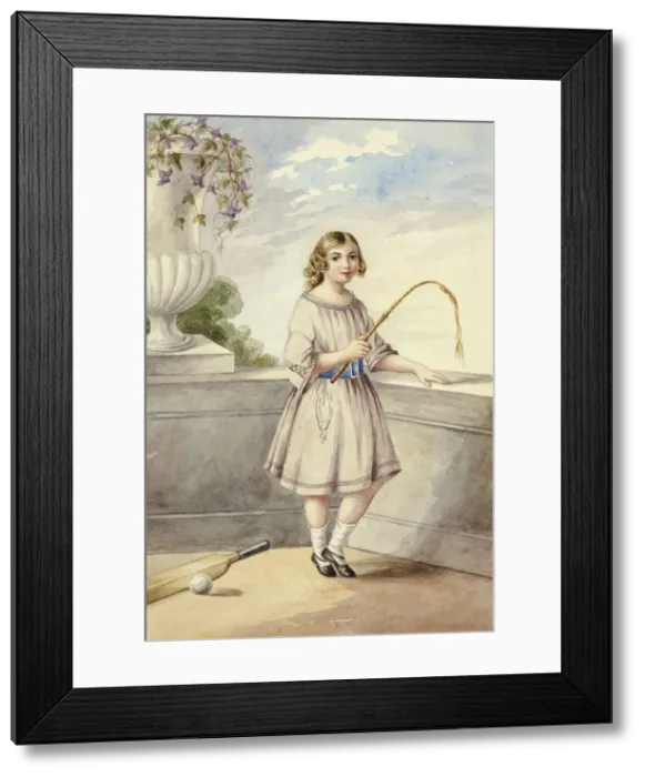 Framed Print : Young Girl with Crop and Cricket Bat, n. d. Creator: Elizabeth Murray Framed Print : Young Girl with Crop and Cricket Bat, n. d. Creator: Elizabeth Murray