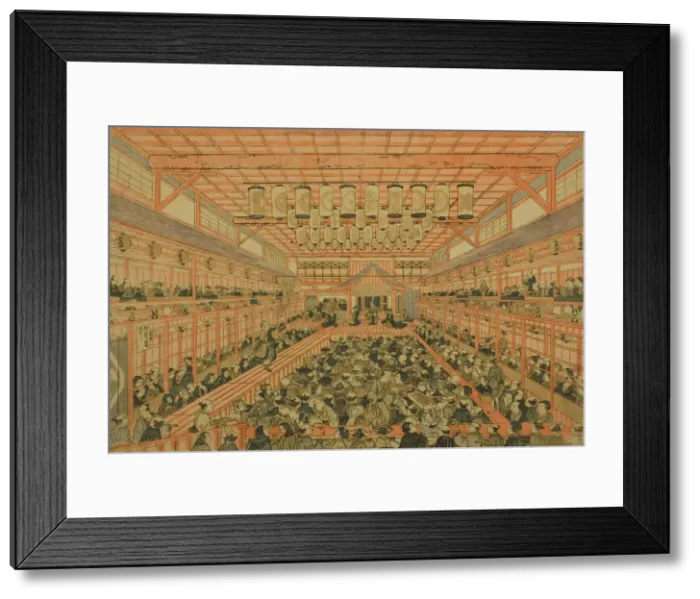 Framed Print : Perspective Picture of a Kabuki Theater (Uki-e Kabuki shibai no zu), c. 1776 Framed Print : Perspective Picture of a Kabuki Theater (Uki-e Kabuki shibai no zu), c. 1776