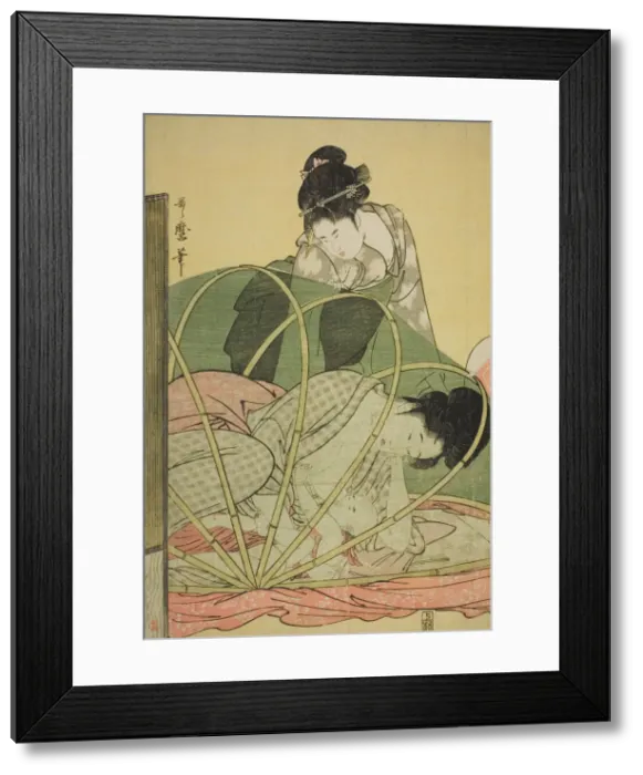 Framed Print : Mosquito Net for a Baby, Japan, c. 1794 / 95. Creator: Kitagawa Utamaro Framed Print : Mosquito Net for a Baby, Japan, c. 1794 / 95. Creator: Kitagawa Utamaro