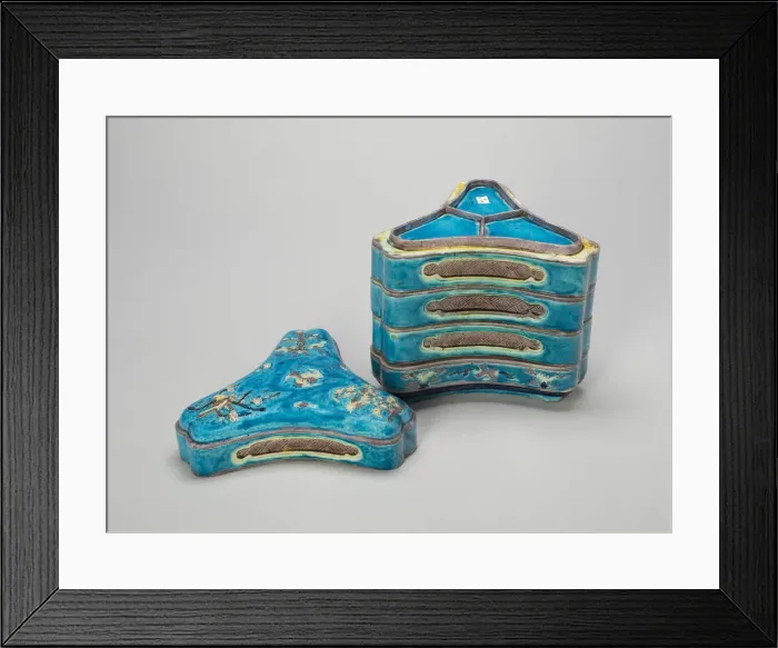 Framed Print : Triangular Five-Tiered Box with Bamboo, Plum Blossom, and Pine Trees, Ming dynasty Framed Print : Triangular Five-Tiered Box with Bamboo, Plum Blossom, and Pine Trees, Ming dynasty