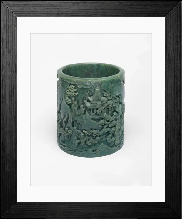 Framed Print : Brushpot Depicting a Daoist Paradise, Qing dynasty (1644-1911)