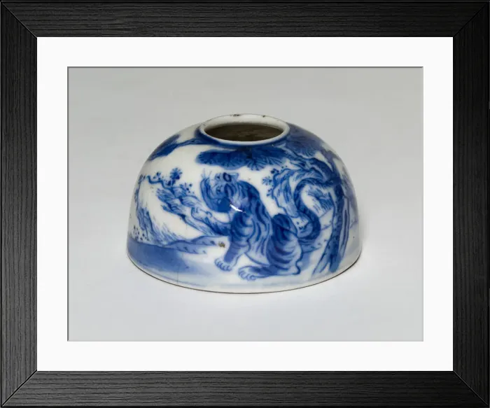 Framed Print : Miniature Brushwasher with Tiger in a Landscape, Qing dynasty (1644-1911) Framed Print : Miniature Brushwasher with Tiger in a Landscape, Qing dynasty (1644-1911)