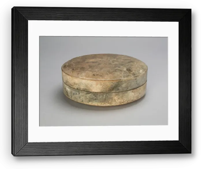 Framed Print : Round Covered Box with Flowers and Leaves, Tang dynasty (618-907). Creator: Unknown Framed Print : Round Covered Box with Flowers and Leaves, Tang dynasty (618-907). Creator: Unknown