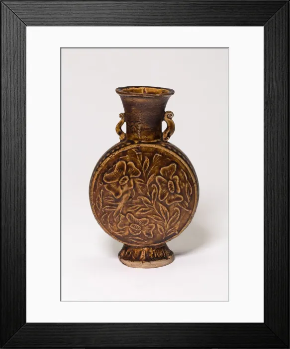 Framed Print : Amphora-Type Vase with Stylized Flowers, Jin dynasty (1115-1234)