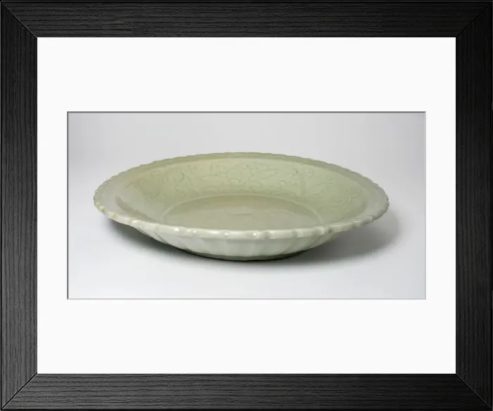 Framed Print : Dish with Floral Scrolls and Foliate Rim, Yuan dynasty (1271-1368) or Ming dynasty (1368-1644). Creator: Unknown Framed Print : Dish with Floral Scrolls and Foliate Rim, Yuan dynasty (1271-1368) or Ming dynasty (1368-1644). Creator: Unknown