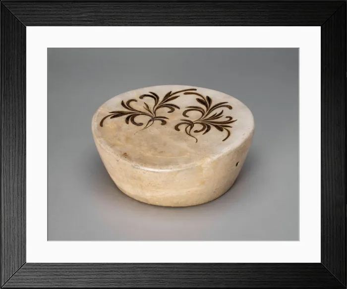Framed Print : Drum-Shaped Pillow with Floral Sprays, Jin dynasty (1115-1234), 12th century Framed Print : Drum-Shaped Pillow with Floral Sprays, Jin dynasty (1115-1234), 12th century