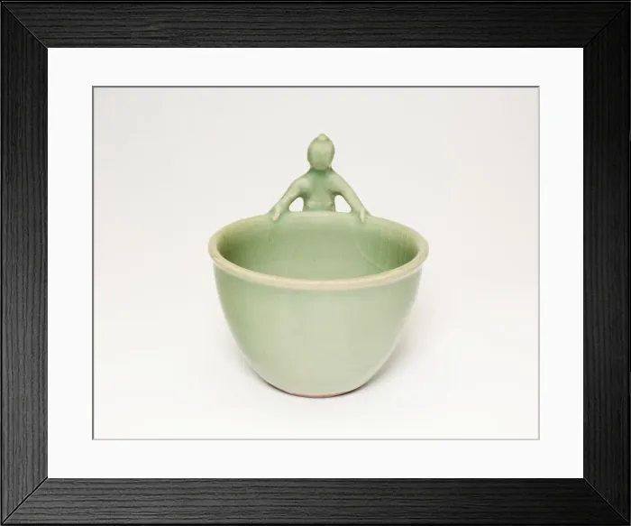 Framed Print : Bowl with Boy and Swimming Fish, Yuan dynasty (1271-1368) or Ming dynasty (1368-1644). Creator: Unknown Framed Print : Bowl with Boy and Swimming Fish, Yuan dynasty (1271-1368) or Ming dynasty (1368-1644). Creator: Unknown