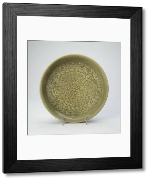 Framed Print : Dish with Peony Scroll, Jin dynasty, (1115-1234), early 12th century. Creator: Unknown Framed Print : Dish with Peony Scroll, Jin dynasty, (1115-1234), early 12th century. Creator: Unknown