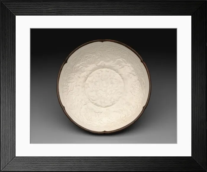 Framed Print : Dish with Peony Sprays and Four Boys, Jin dynasty (1115-1234), 12th century Framed Print : Dish with Peony Sprays and Four Boys, Jin dynasty (1115-1234), 12th century