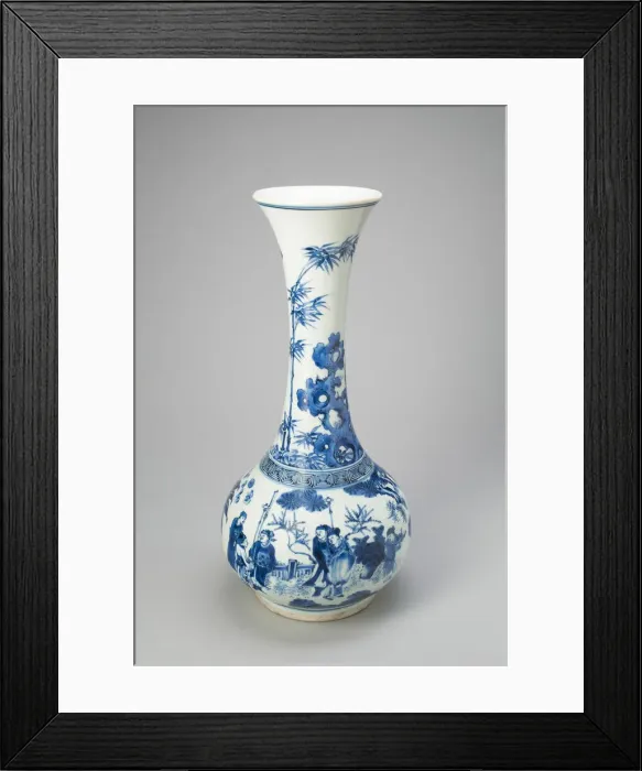 Framed Print : Bottle-Shaped Vase with Figures in Garden, Ming dynasty (1368-1644)