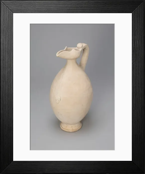 Framed Print : Ovoid Ewer with Flaring, Beak-Shaped Spout, Floral Medallion, and Zipper Framed Print : Ovoid Ewer with Flaring, Beak-Shaped Spout, Floral Medallion, and Zipper